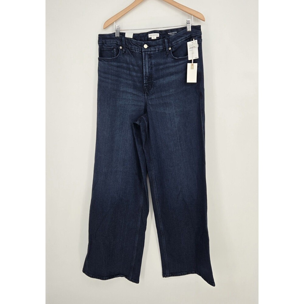 NWT $189 Good American Good Skate‎ High Rise Wide Leg Denim Jeans Womens 15/36
